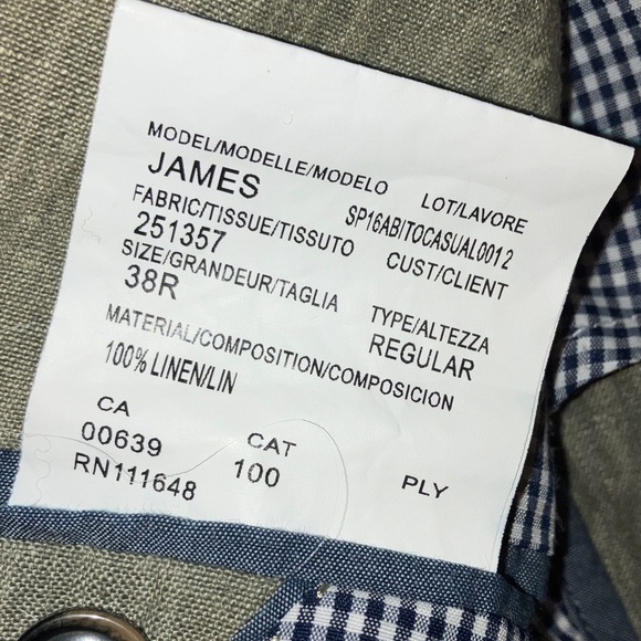 Linen men’s blazer heathered light green / gray - Picture 5 of 16